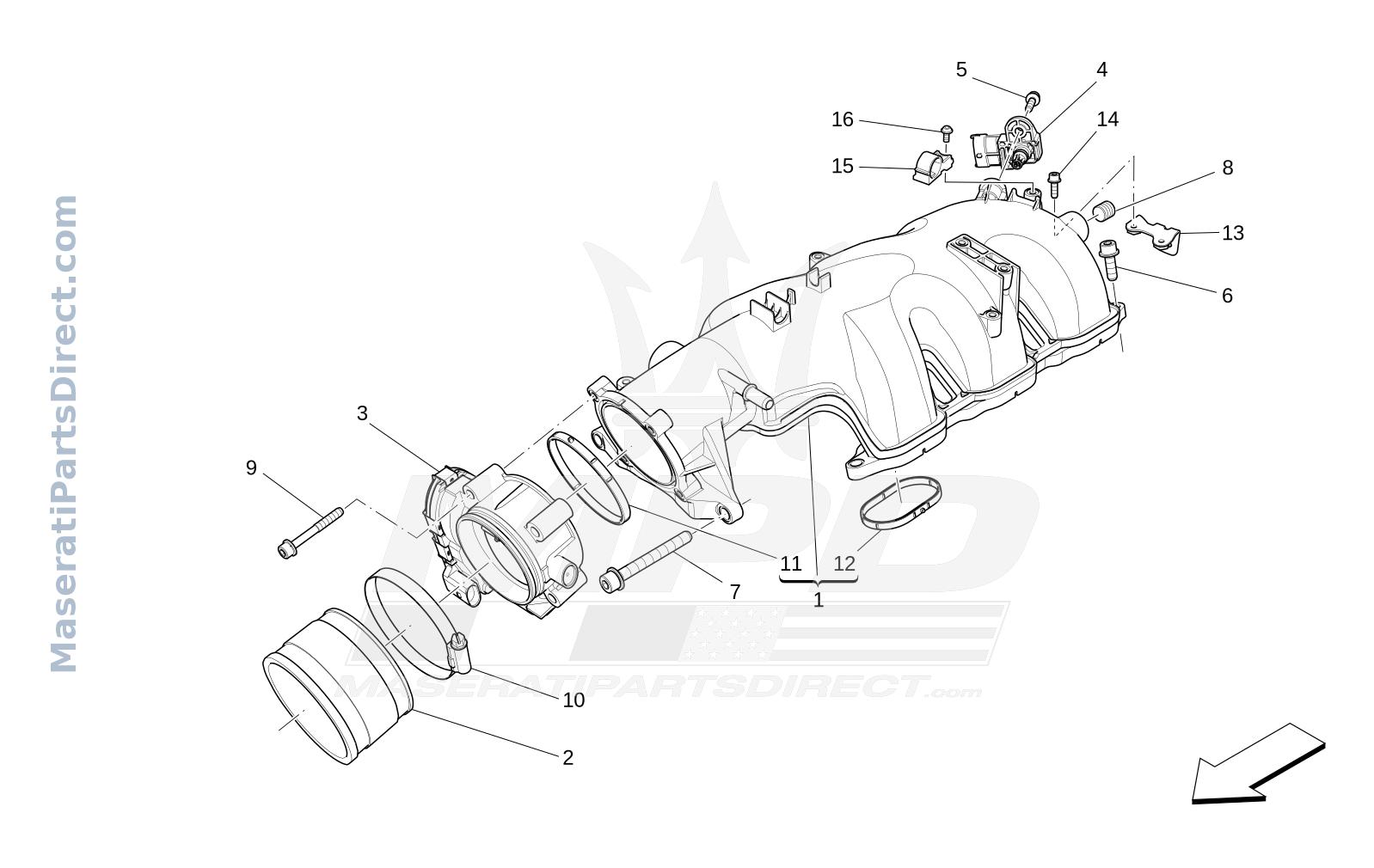 01.40 - 2 - INTAKE MANIFOLD AND THROTTLE BODY Diagram