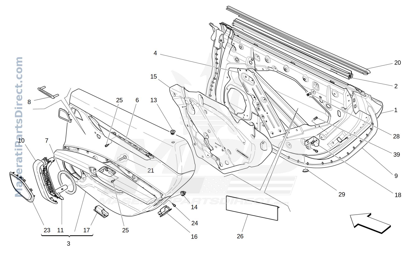 09.32 - 1 - REAR DOORS: TRIM PANELS Diagram