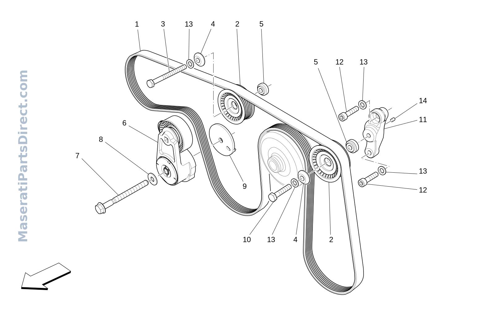 01.11 - 1 - AUXILIARY DEVICE BELTS Diagram