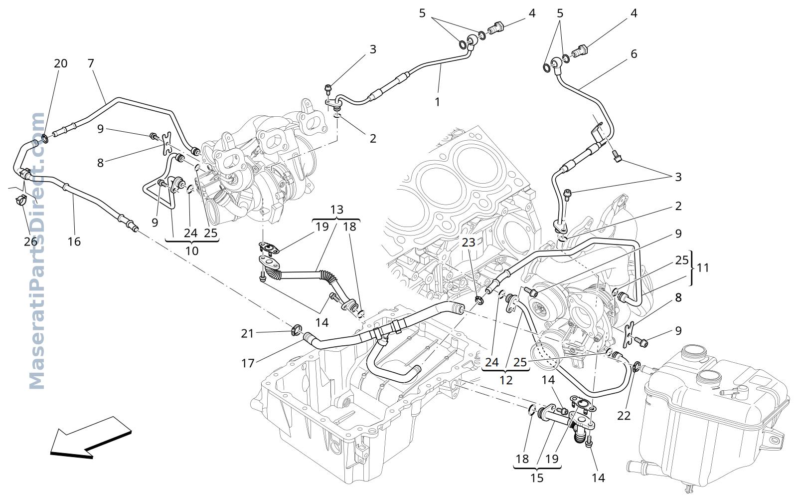 01.31 - 2 - TURBOCHARGING SYSTEM: LUBRICATION AND COOLING Diagram