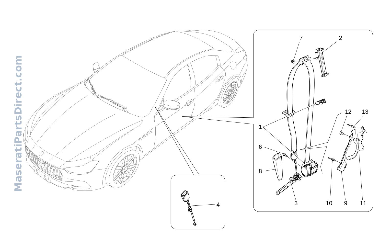 07.10 - 1 - FRONT SEATBELTS Diagram