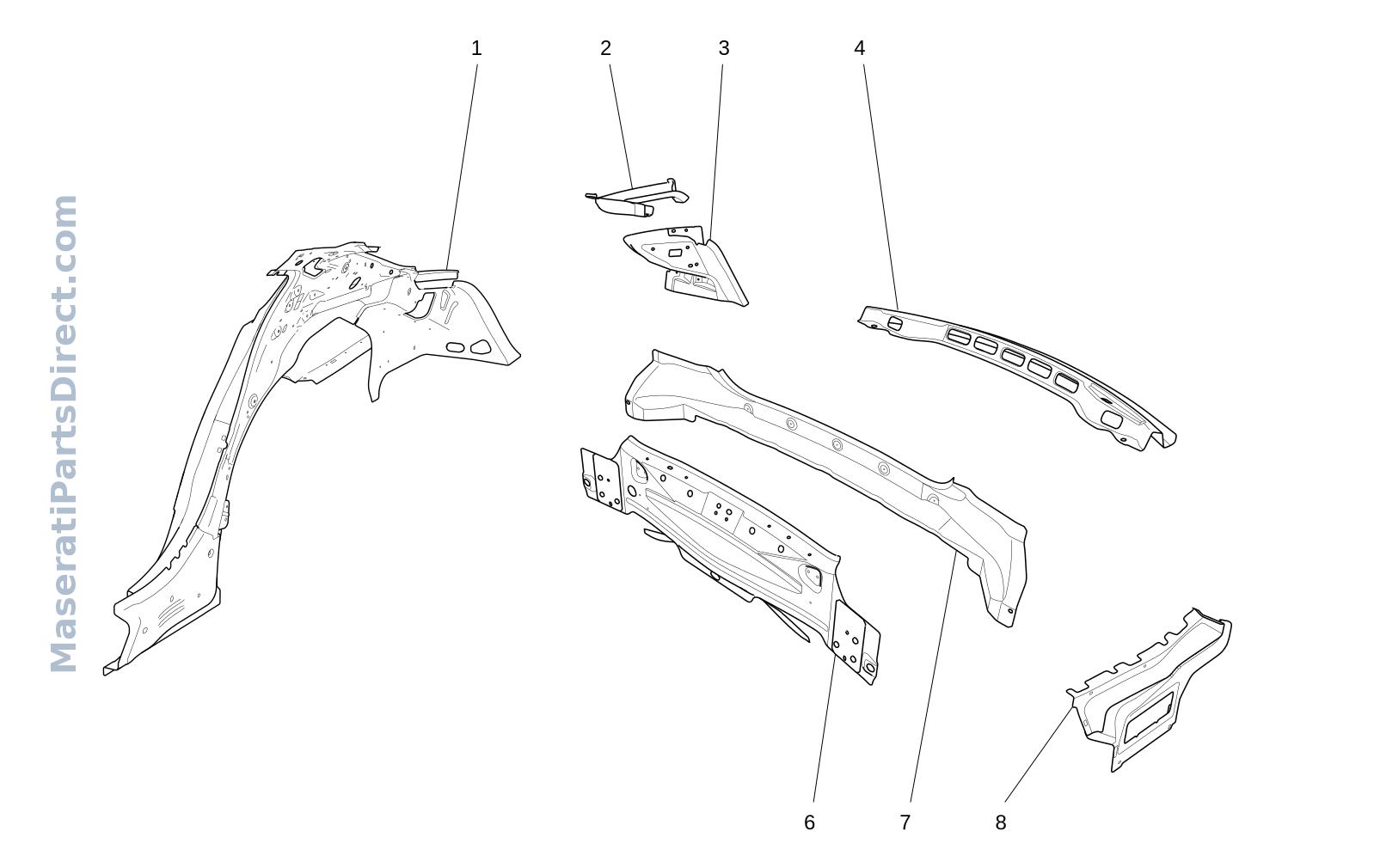 09.02 - 1 - BODYWORK AND REAR OUTER TRIM PANELS Diagram