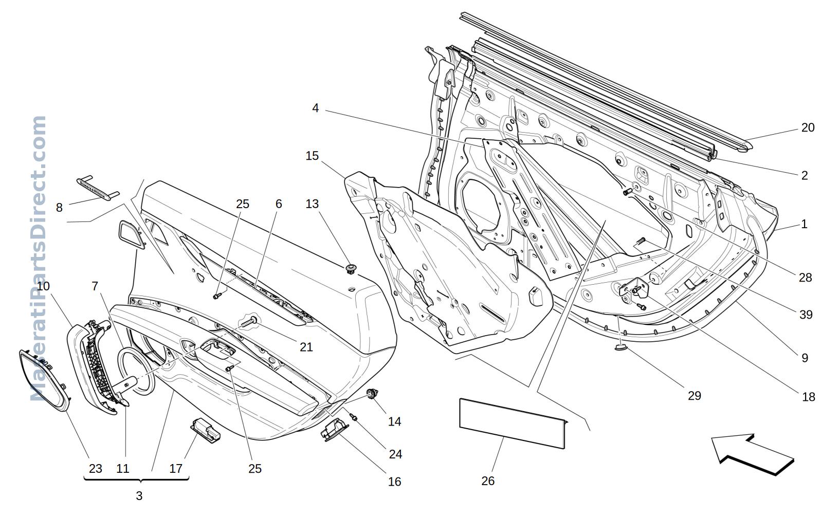 09.32 - 1 - REAR DOORS: TRIM PANELS Diagram