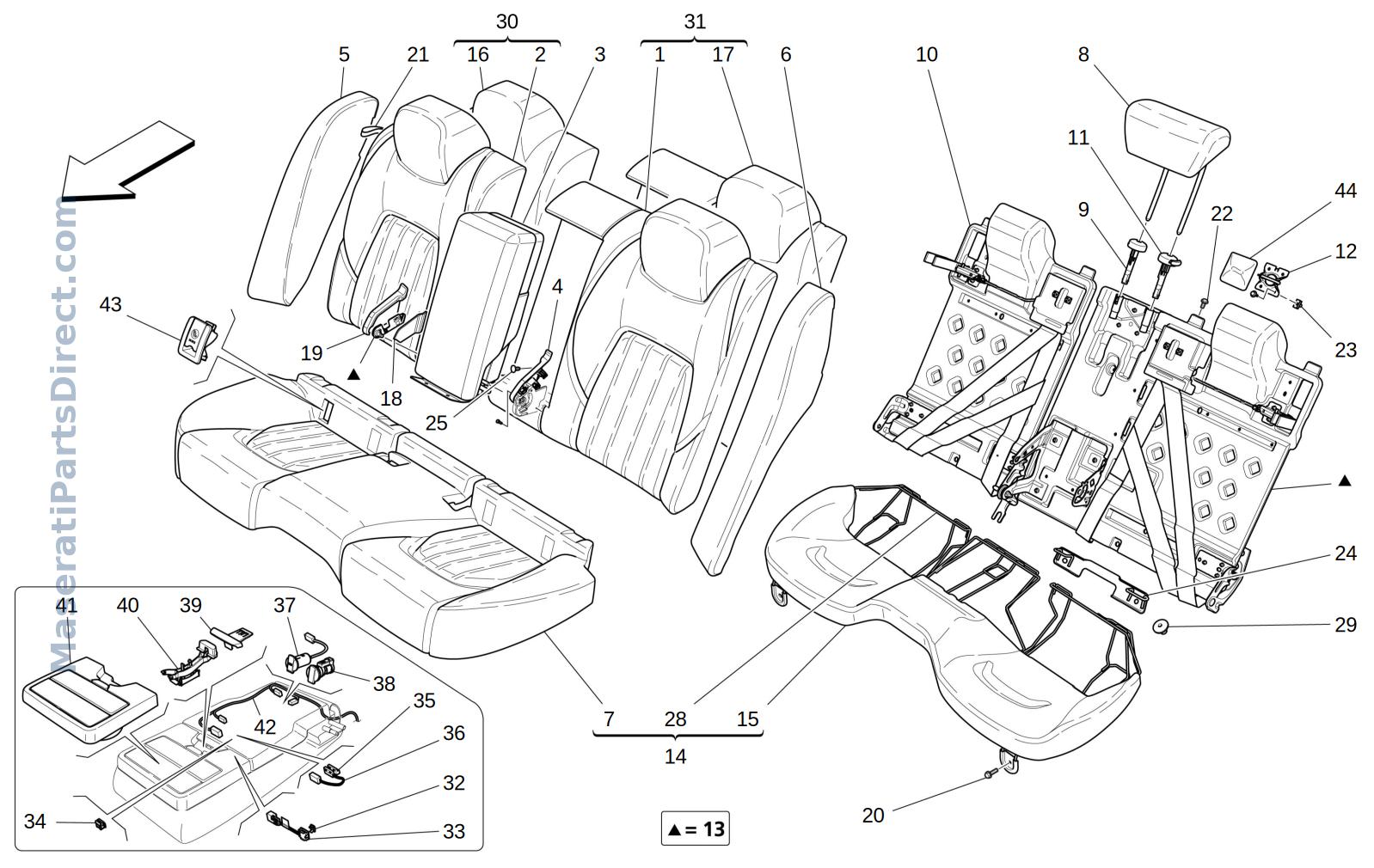 09.42 - 1 - REAR SEATS: TRIM PANELS Diagram