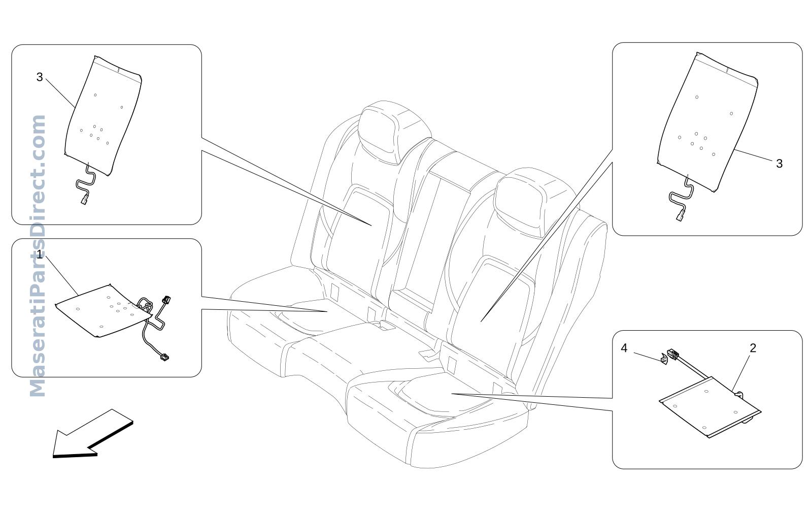 09.43 - 1 - REAR SEATS: MECHANICS AND ELECTRONICS Diagram
