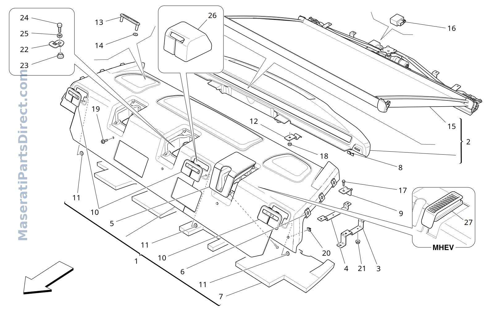 09.46 - 2 - REAR PARCEL SHELF Diagram