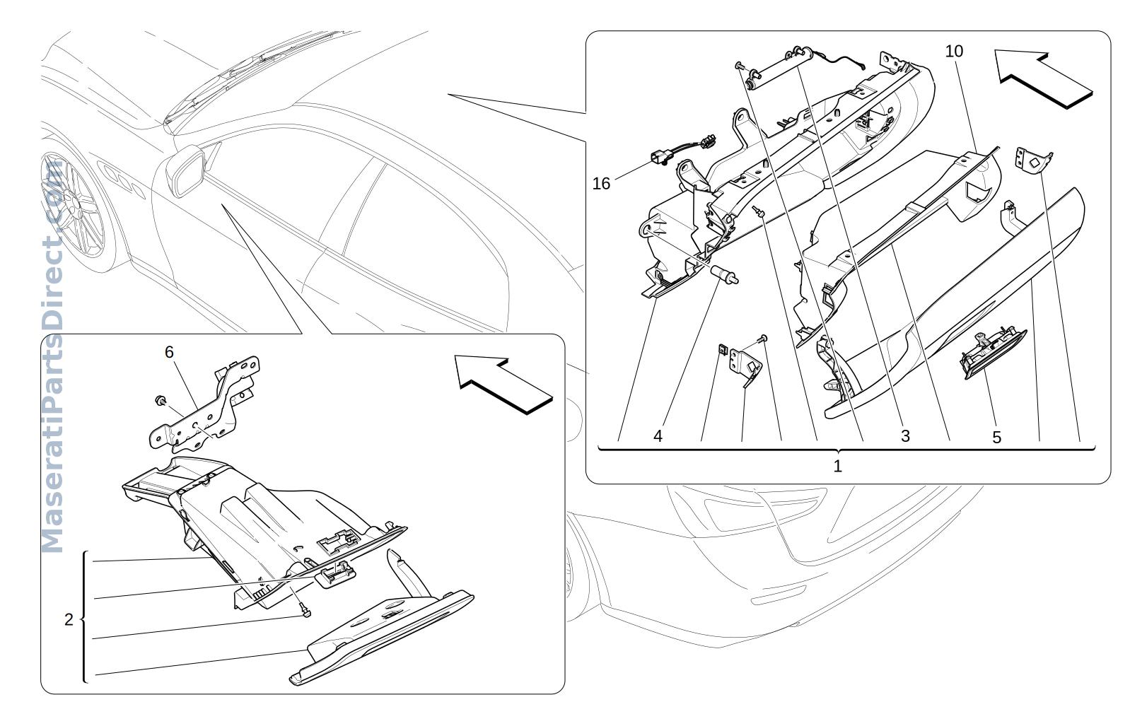 09.52 - 1 - GLOVE COMPARTMENTS Diagram