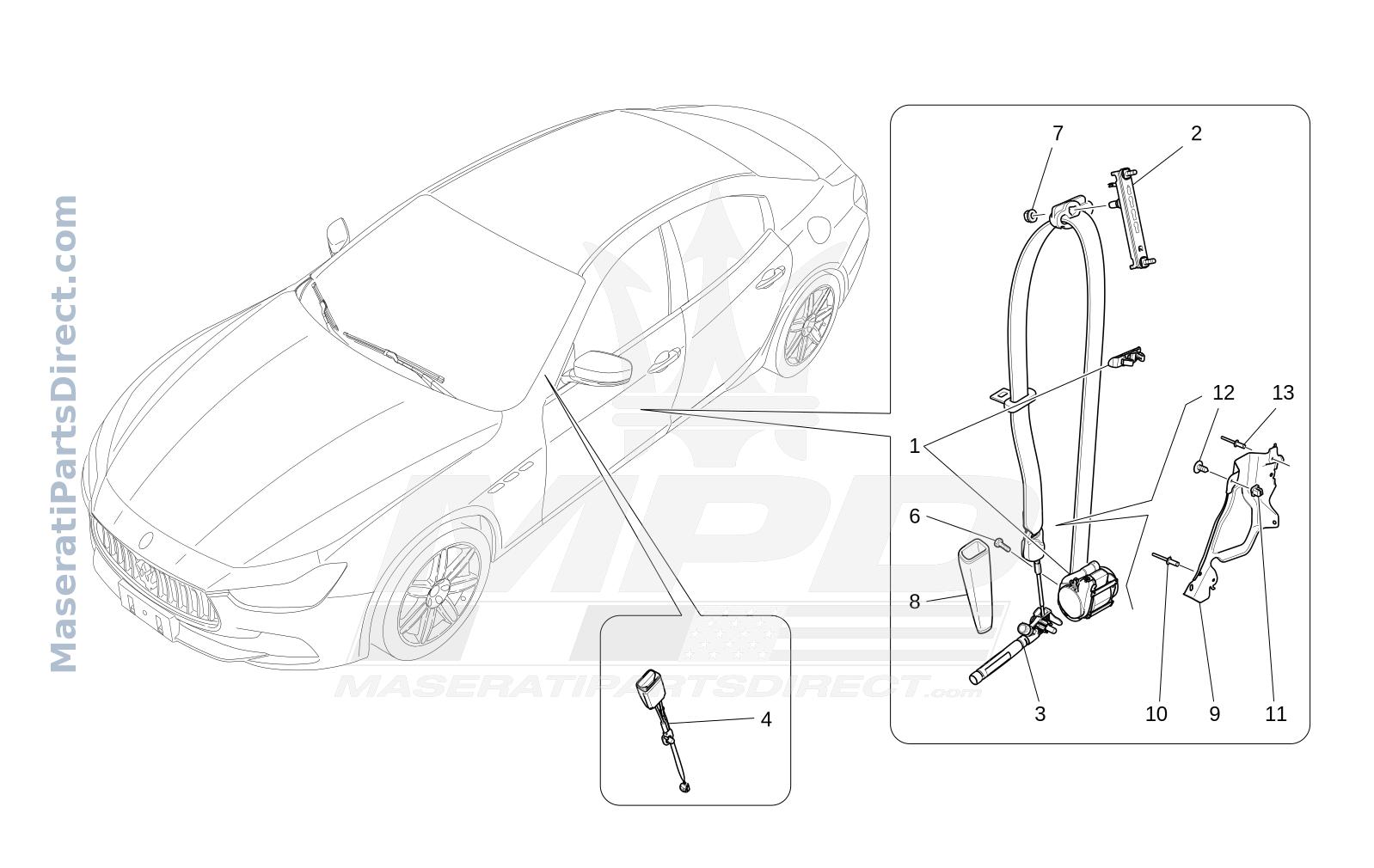 07.10 - 1 - FRONT SEATBELTS Diagram