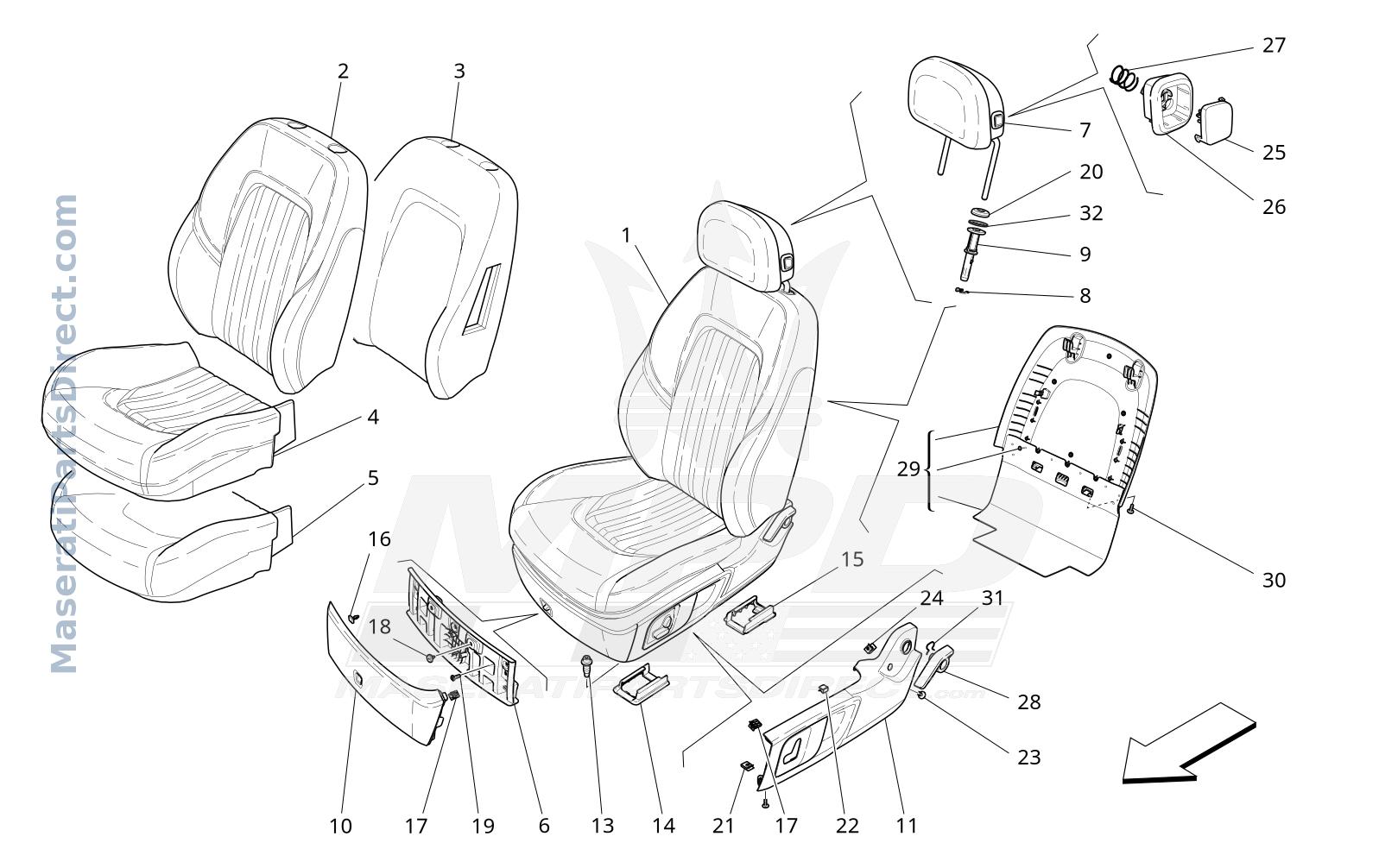 09.40 - 2 - FRONT SEATS: TRIM PANELS Diagram