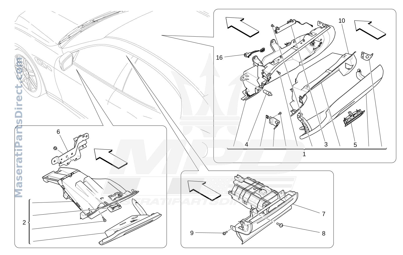 09.52 - 2 - GLOVE COMPARTMENTS Diagram