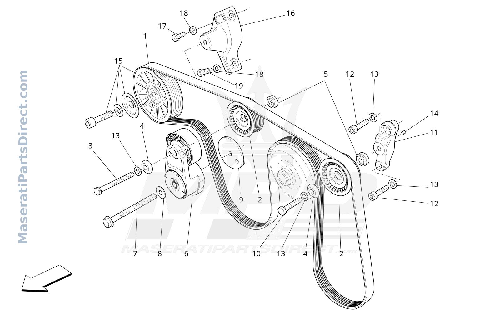 01.11 - 2 - AUXILIARY DEVICE BELTS Diagram