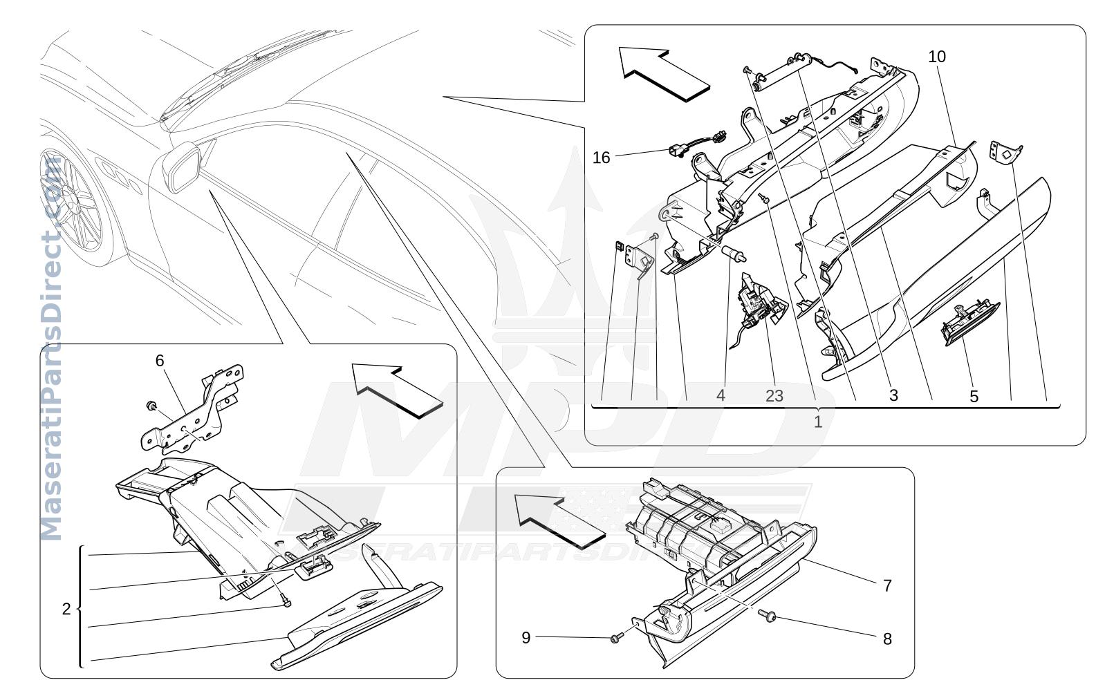 09.52 - 3 - GLOVE COMPARTMENTS Diagram