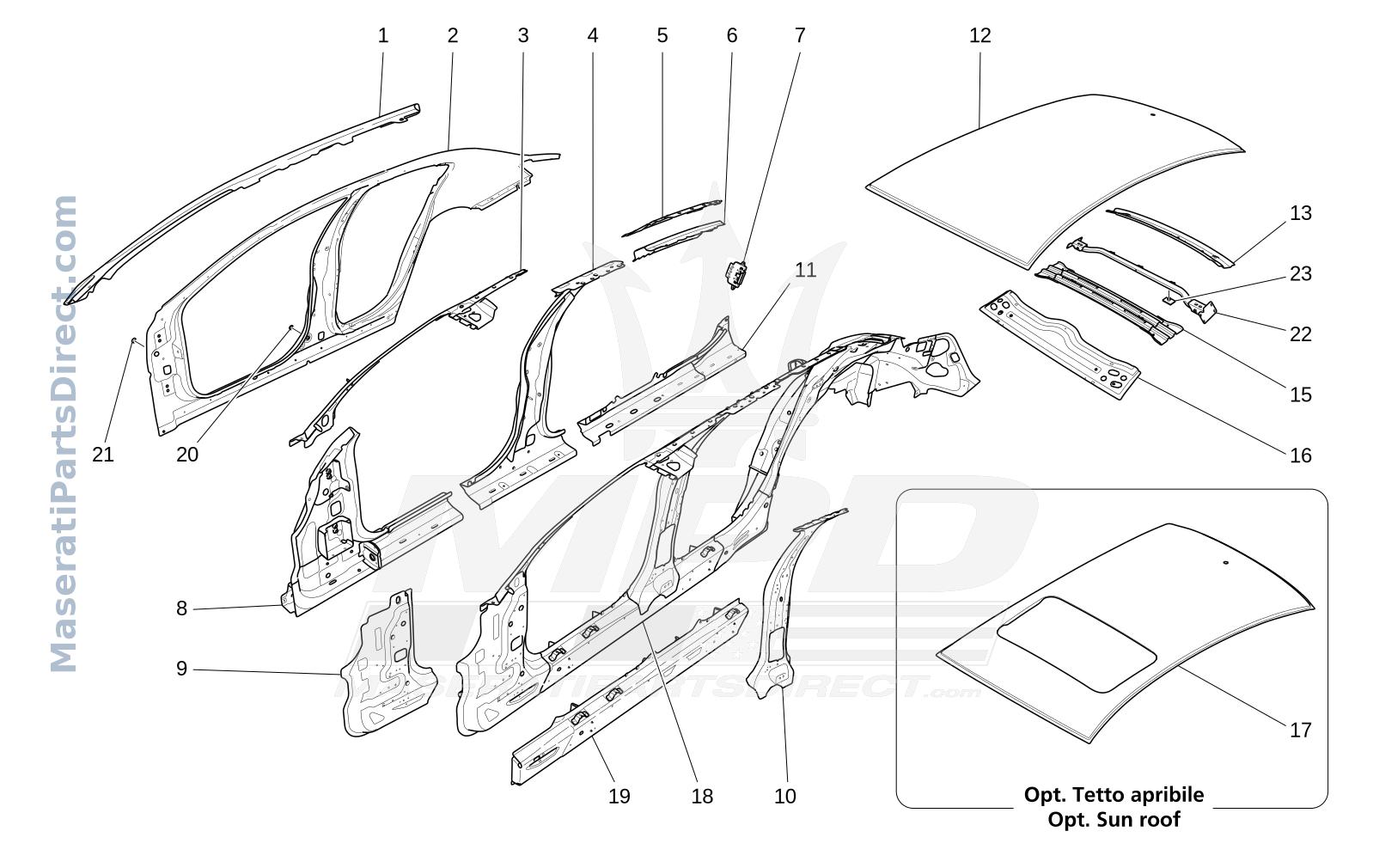 09.01 - 1 - BODYWORK AND CENTRAL OUTER TRIM PANELS Diagram