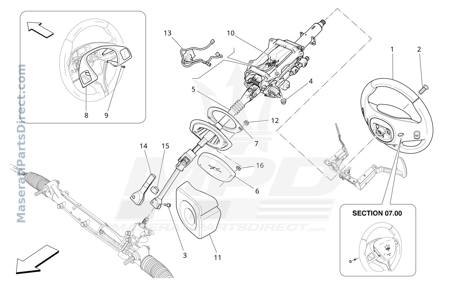 05.00 - 2 - STEERING COLUMN AND STEERING WHEEL UNIT Diagram