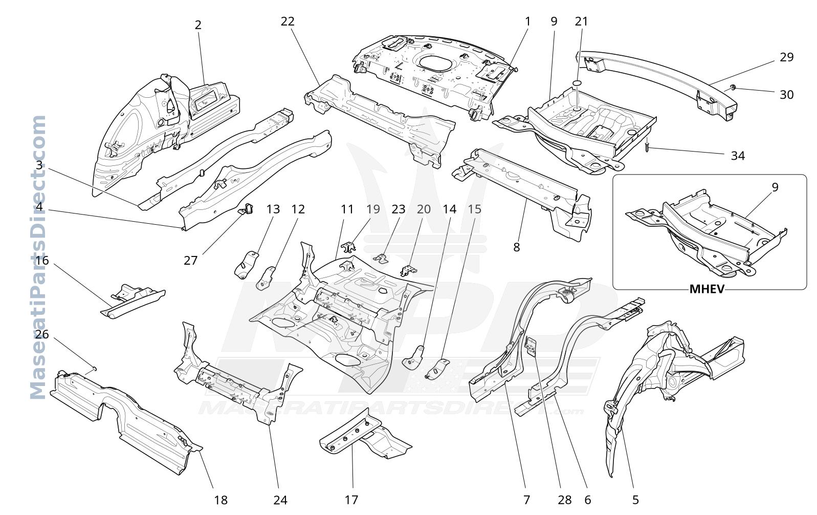 09.05 - 2 - REAR STRUCTURAL FRAMES AND SHEET PANELS Diagram
