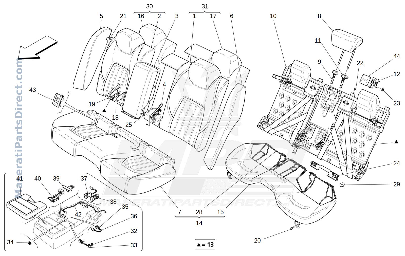 09.42 - 4 - REAR SEATS: TRIM PANELS Diagram