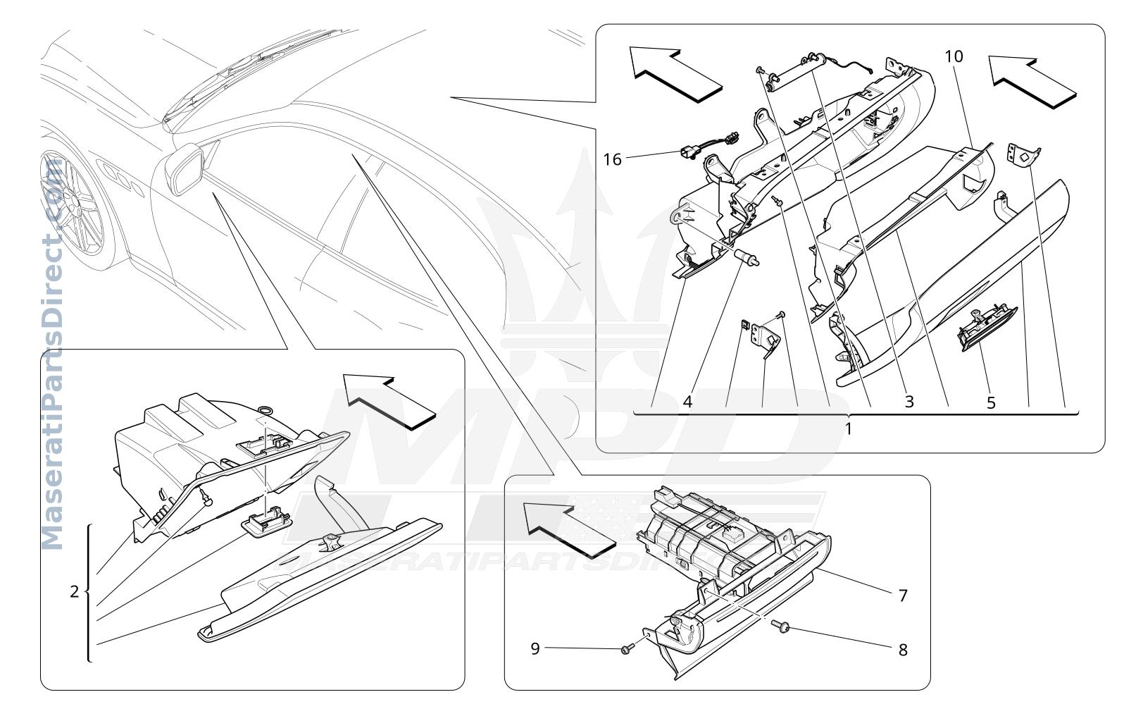 09.52 - 4 - GLOVE COMPARTMENTS Diagram