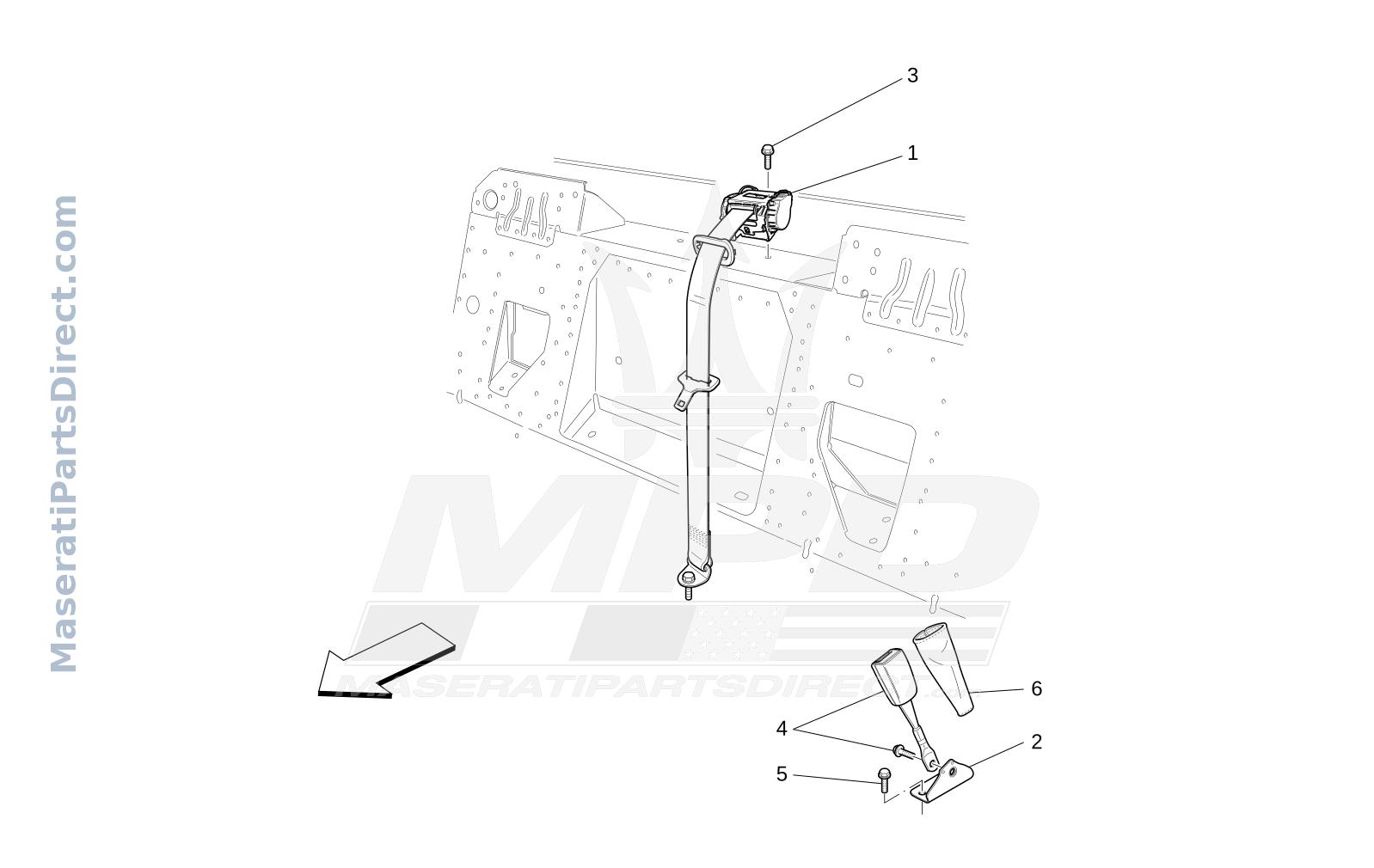 07.11 - 1 - REAR SEAT BELTS Diagram
