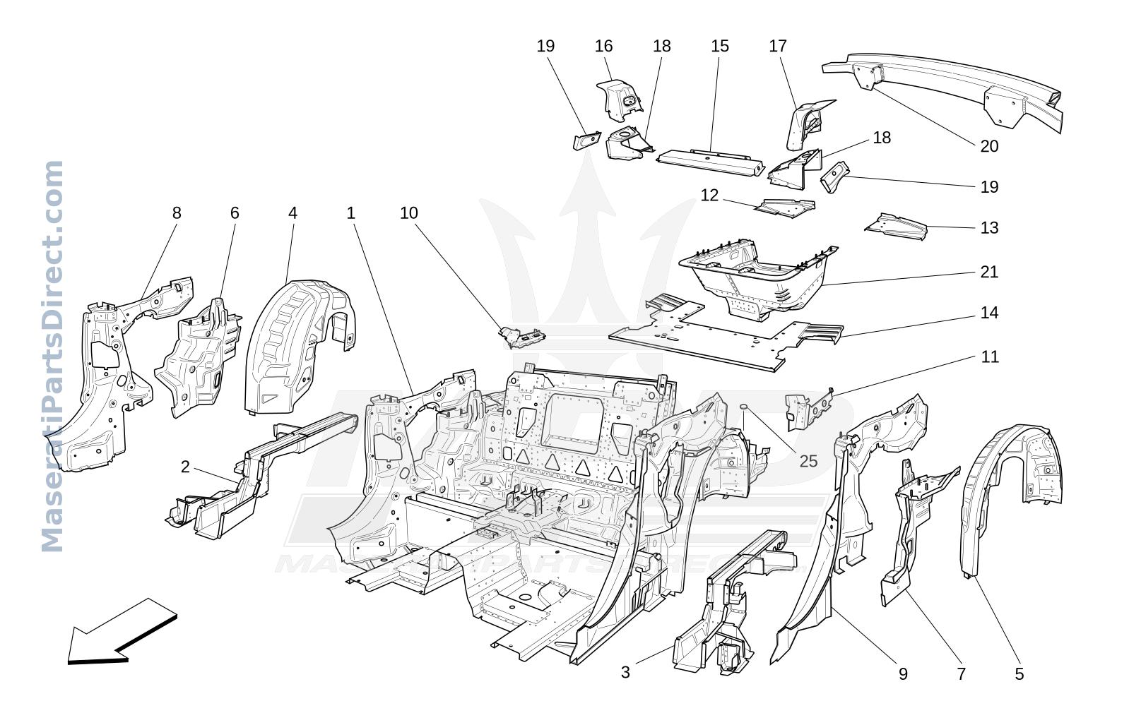 09.05 - 1 - REAR STRUCTURAL FRAMES AND SHEET PANELS Diagram