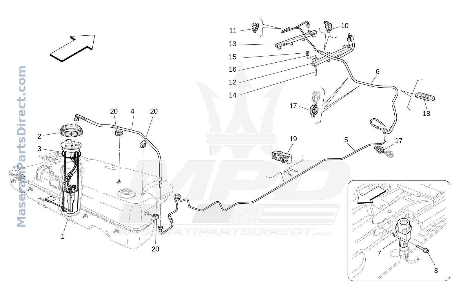 01.43 - 1 - FUEL PUMPS AND CONNECTION LINES Diagram