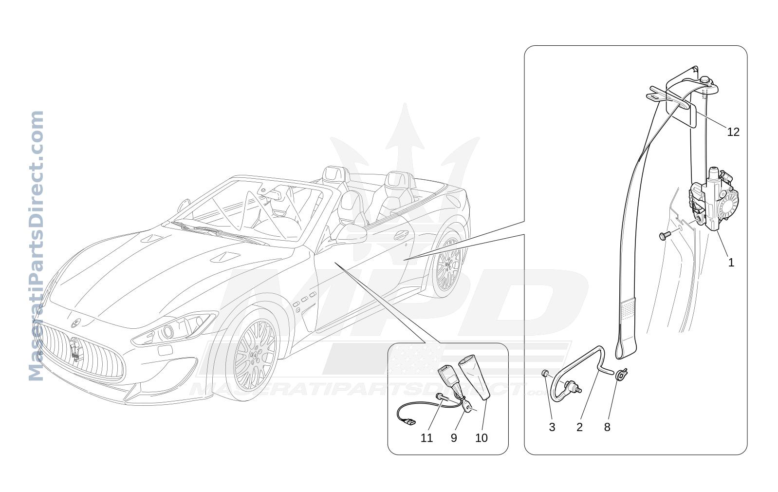 07.10 - 1 - FRONT SEATBELTS Diagram