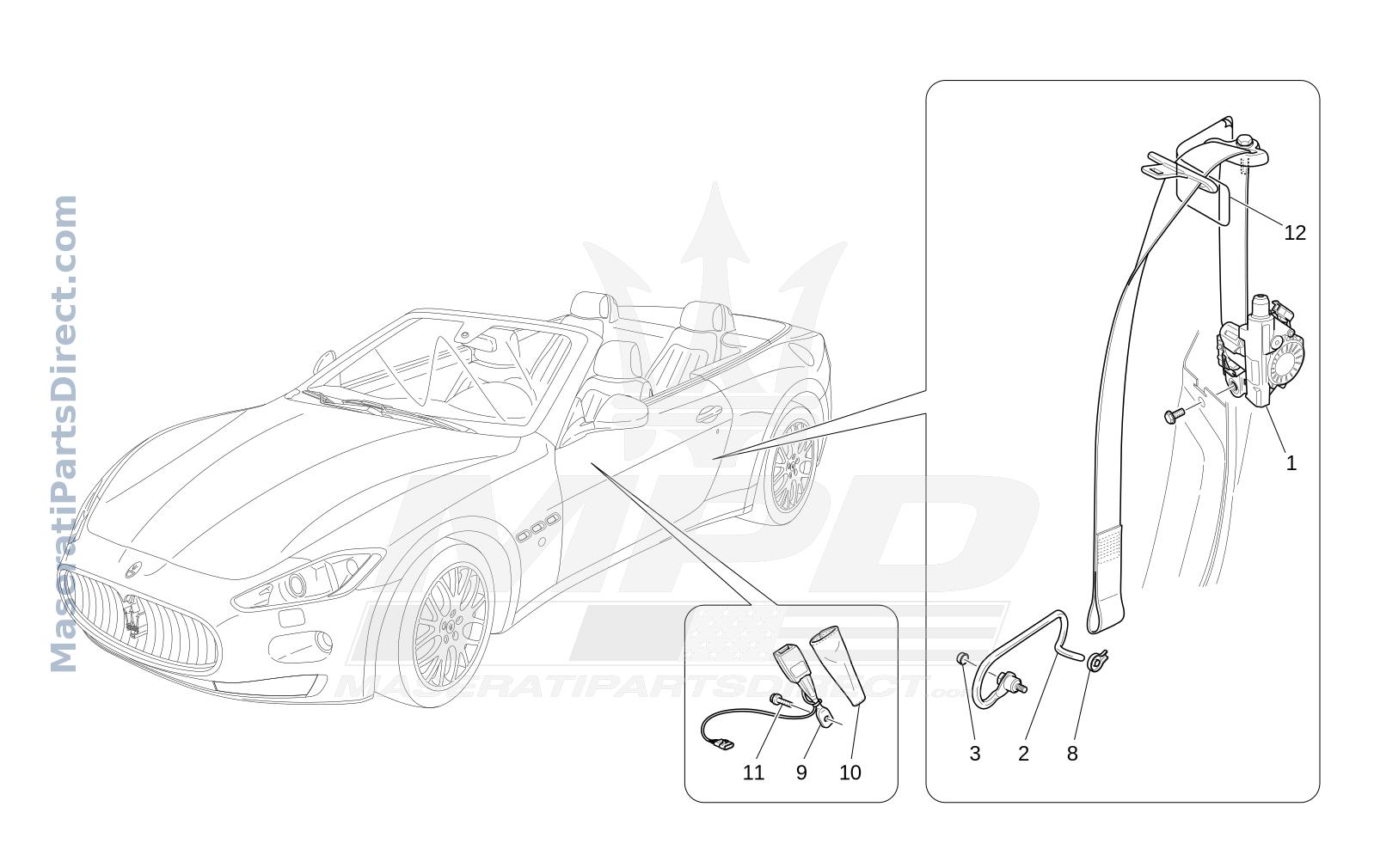 07.10 - 1 - FRONT SEATBELTS Diagram