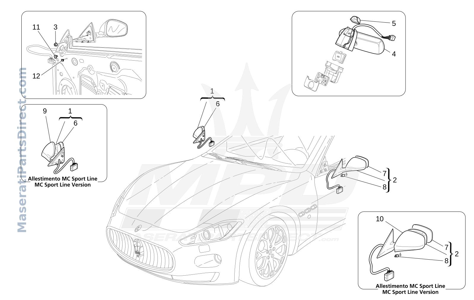 09.35 - 1 - INTERNAL AND EXTERNAL REAR-VIEW MIRRORS Diagram