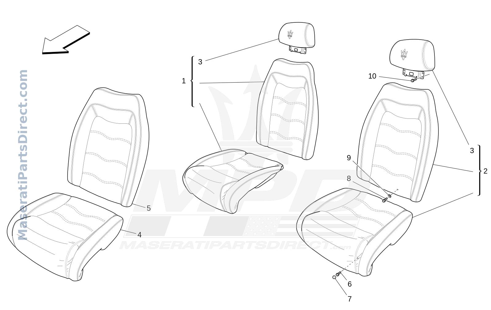 09.42 - 2 - REAR SEATS: TRIM PANELS Diagram
