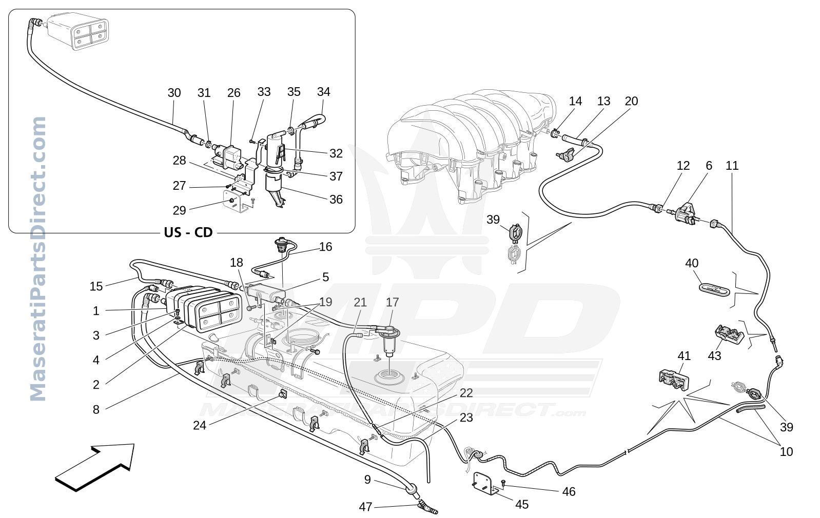 01.44 - 1 - FUEL VAPOUR RECIRCULATION SYSTEM Diagram