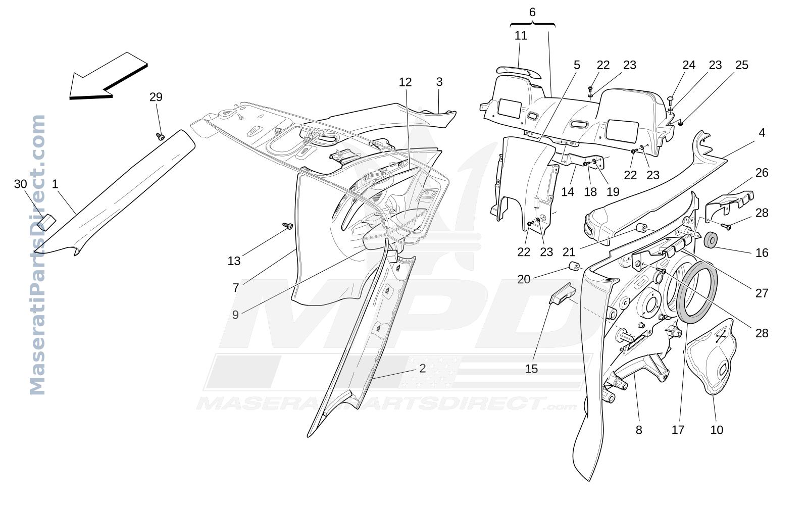 09.44 - 1 - PASSENGER COMPARTMENT B PILLAR TRIM PANELS AND SIDE PANELS Diagram