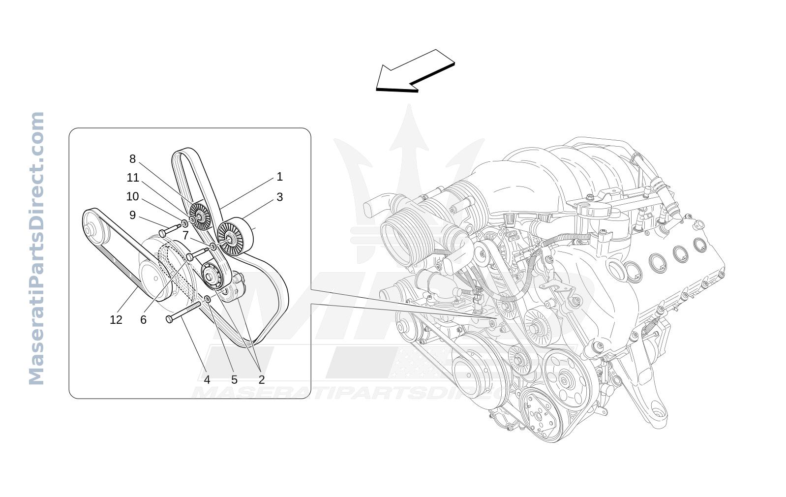 01.11 - 1 - AUXILIARY DEVICE BELTS Diagram