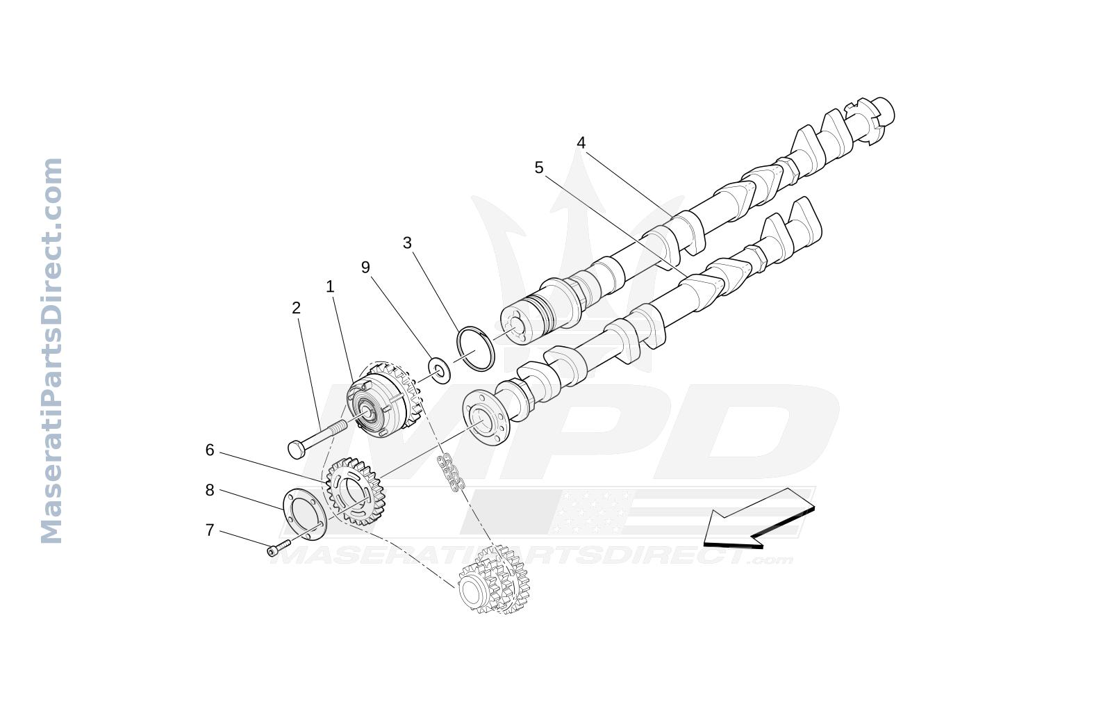 01.22 - 1 - RH CYLINDER HEAD CAMSHAFTS Diagram
