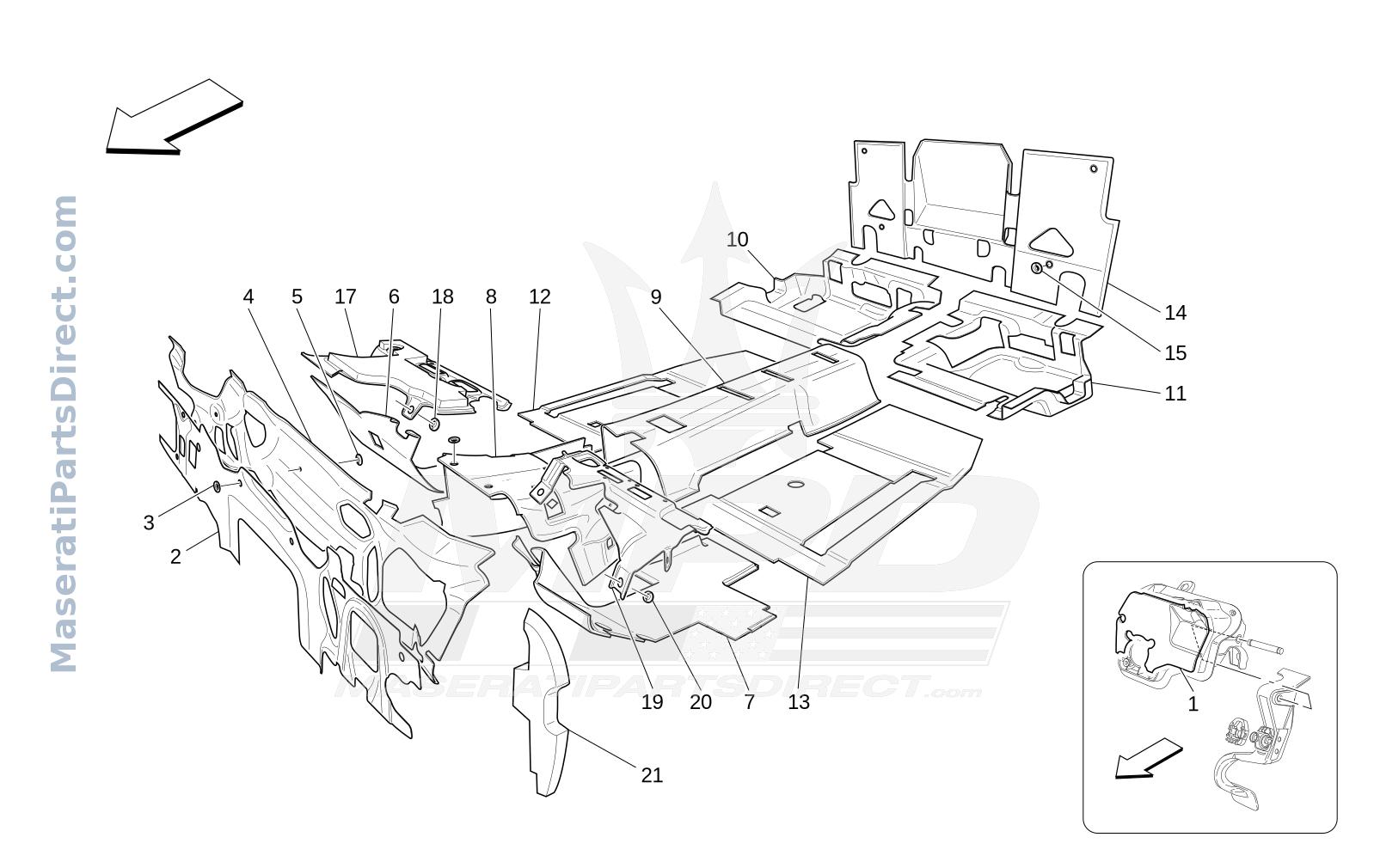 09.62 - 1 - SOUND-PROOFING PANELS INSIDE THE VEHICLE Diagram