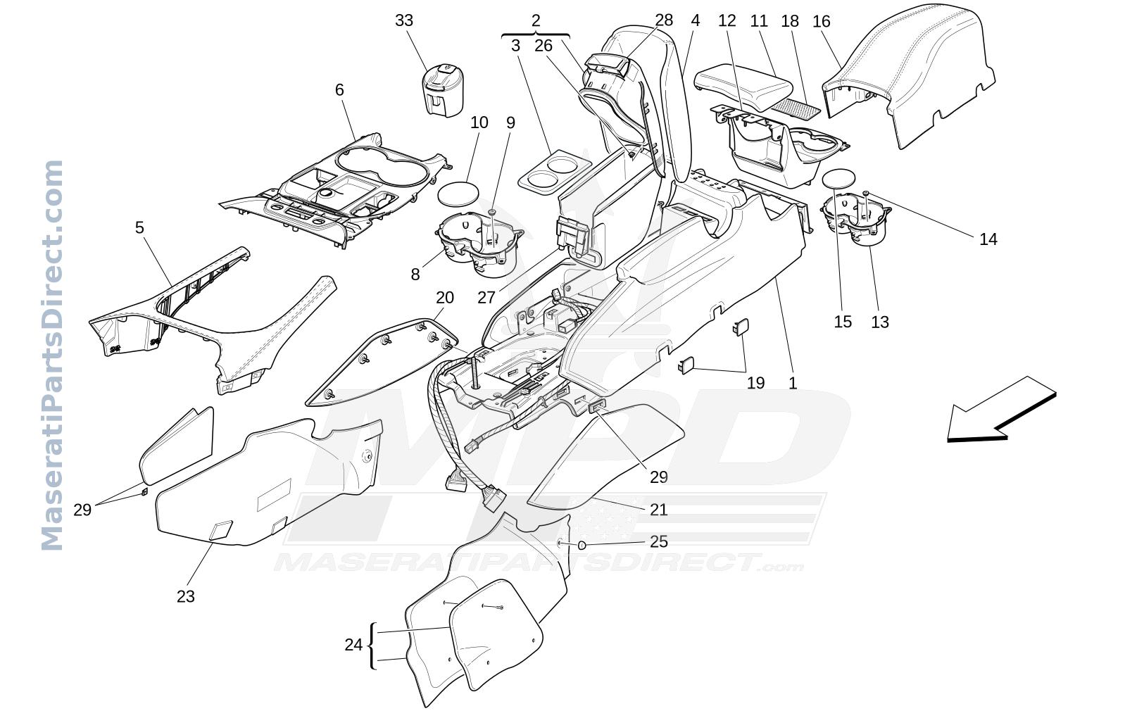 09.51 - 3 - ACCESSORY CONSOLE AND CENTRE CONSOLE Diagram