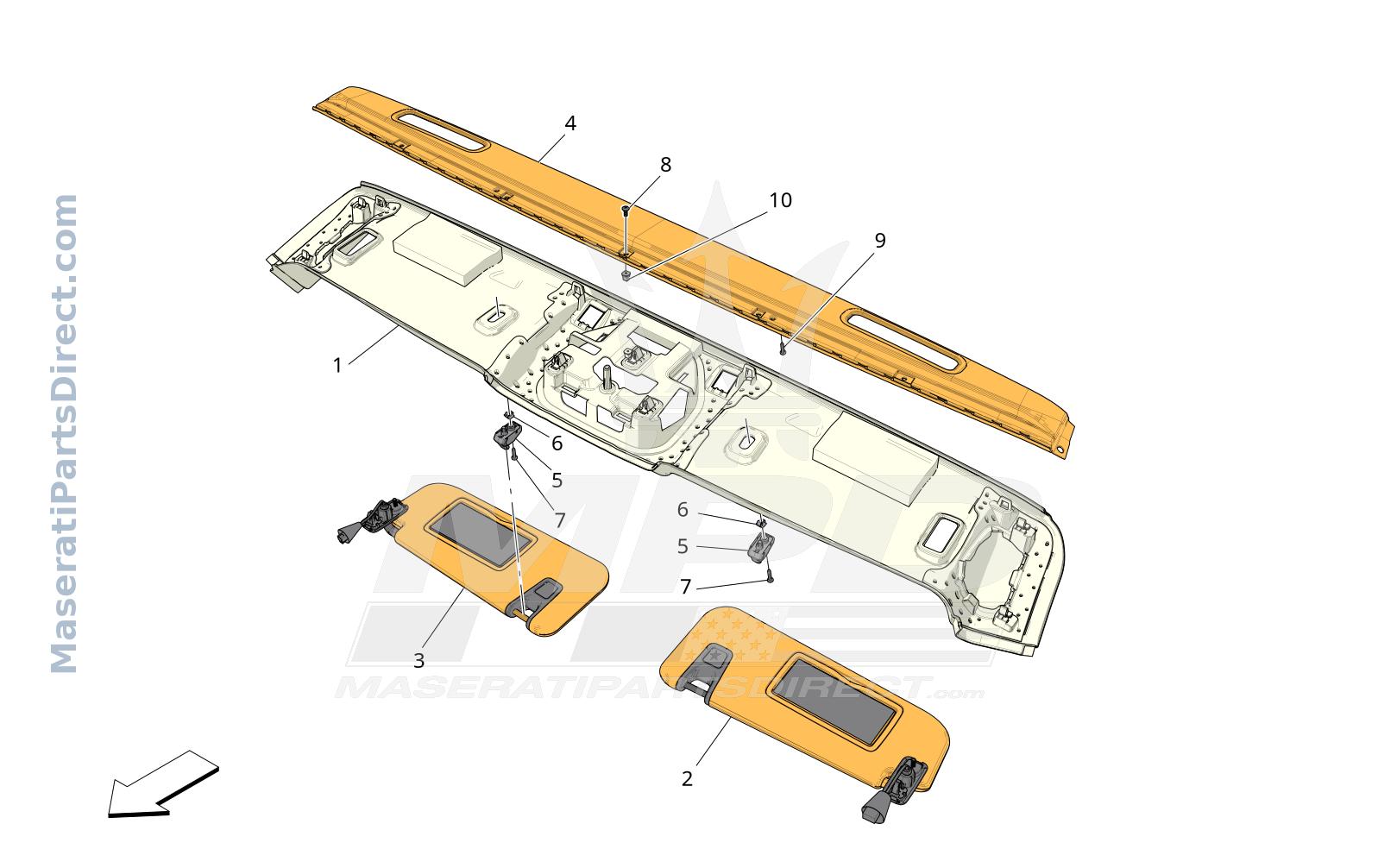 09.45 - 1 - ROOF AND SUN VISORS Diagram