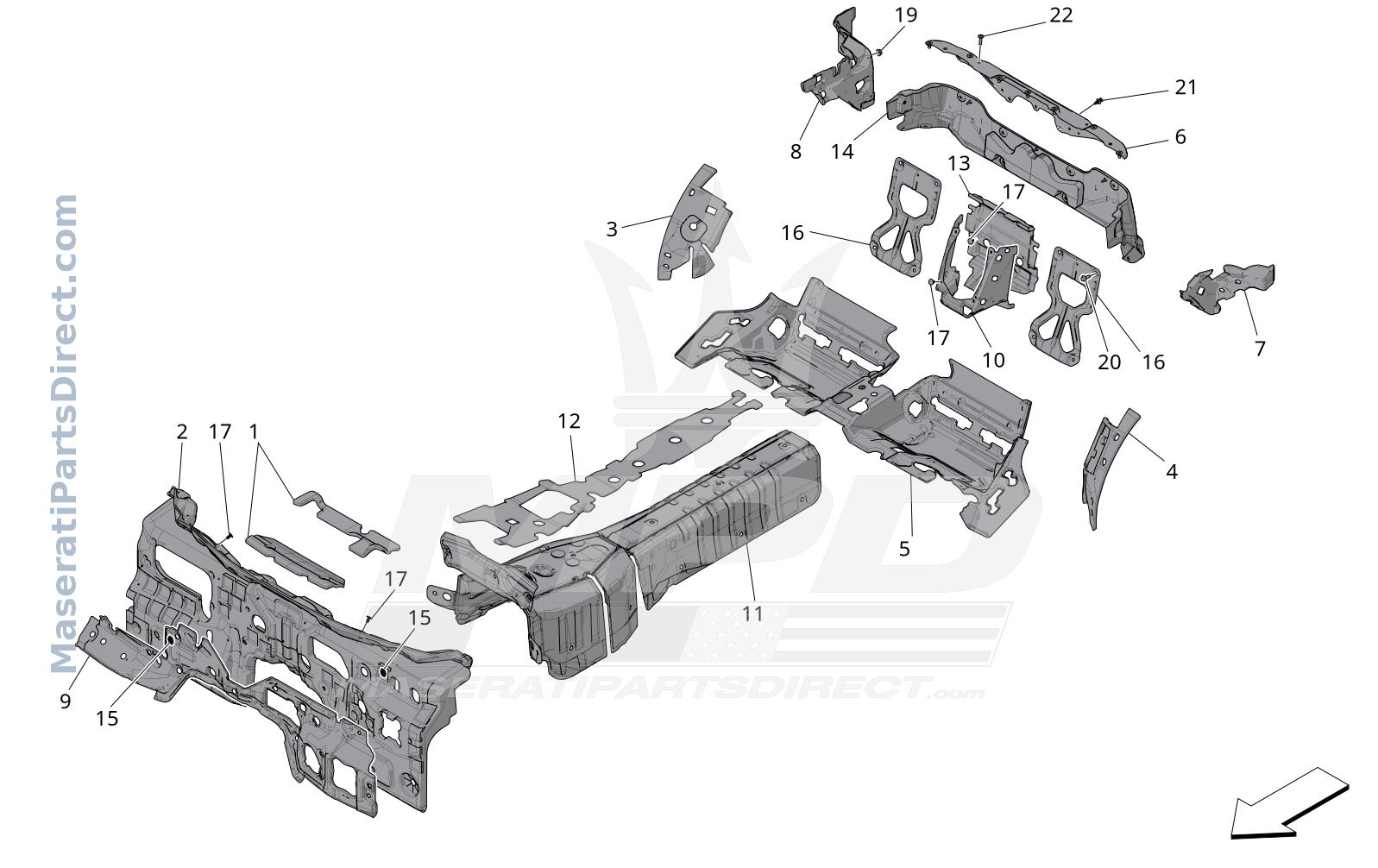 09.62 - 1 - SOUND-PROOFING PANELS INSIDE THE VEHICLE Diagram