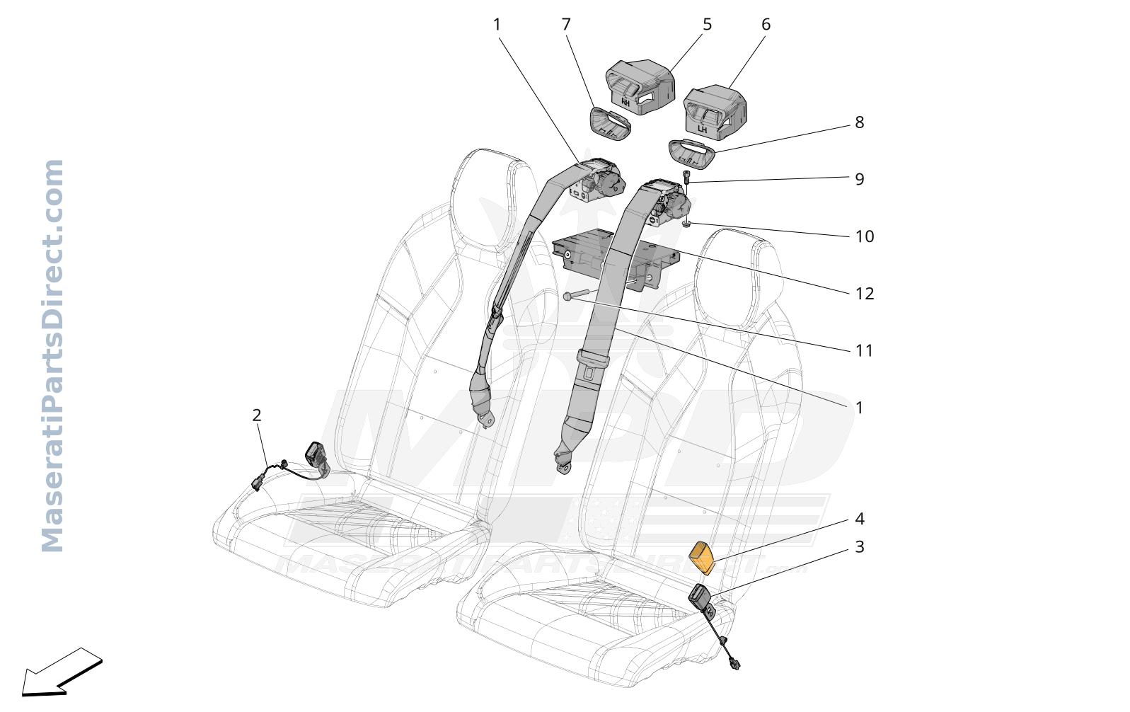 07.11 - 1 - REAR SEAT BELTS Diagram