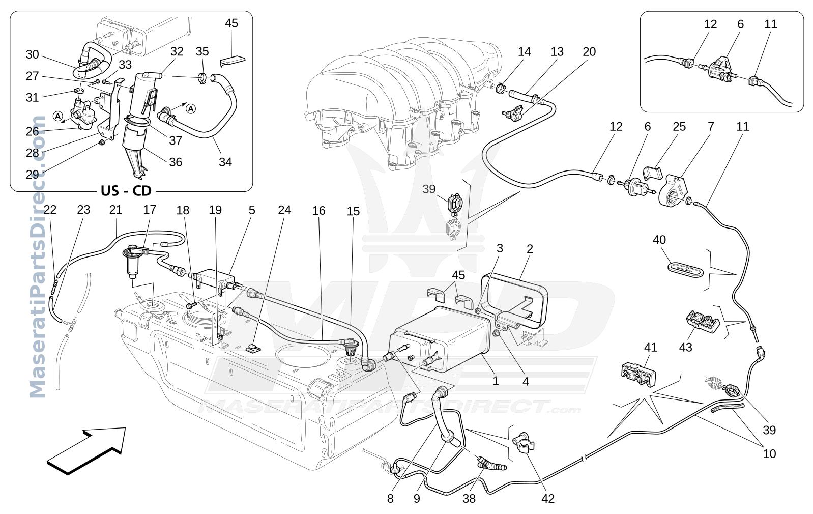 01.44 - 1 - FUEL VAPOUR RECIRCULATION SYSTEM Diagram