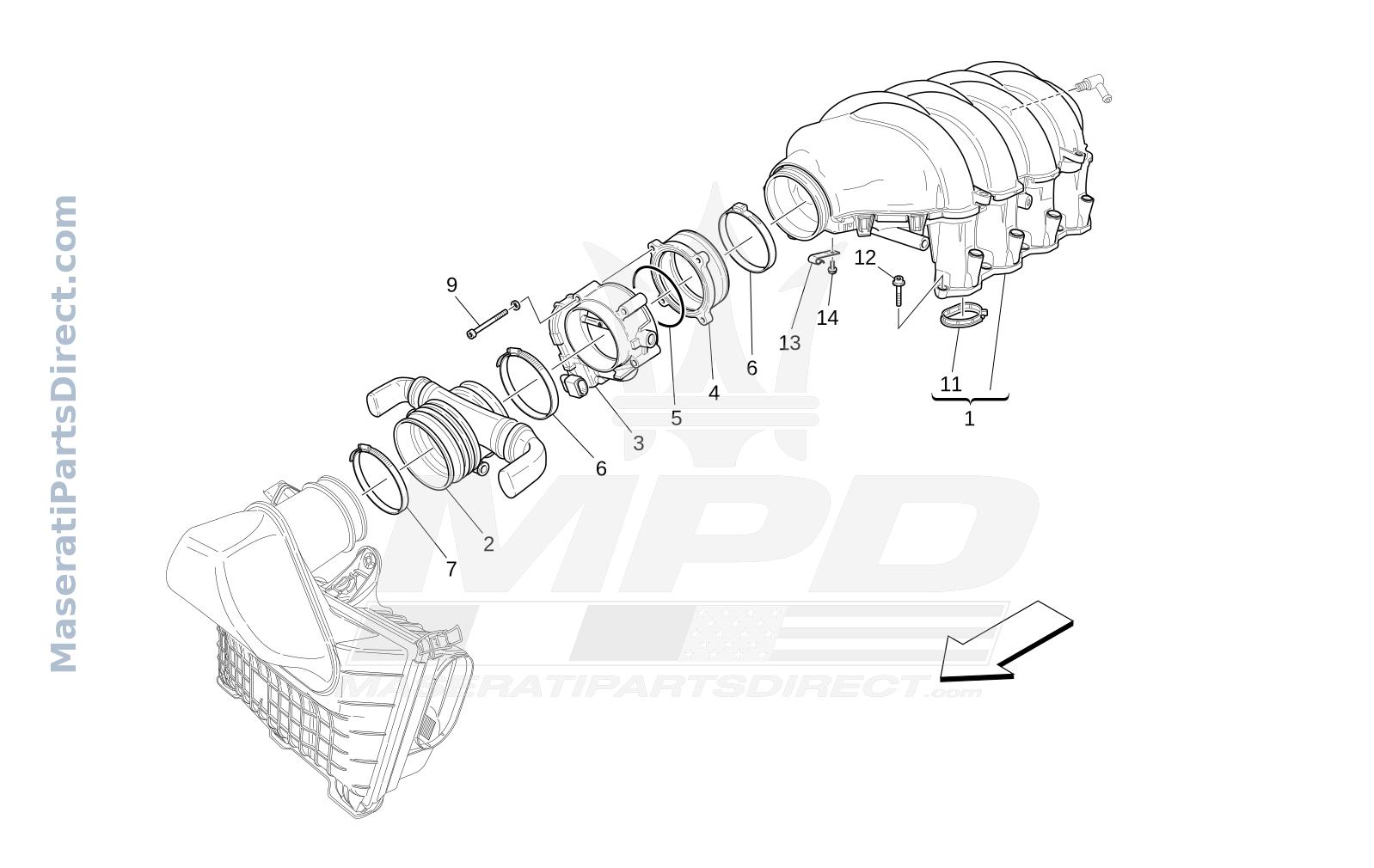 01.40 - 1 - INTAKE MANIFOLD AND THROTTLE BODY Diagram