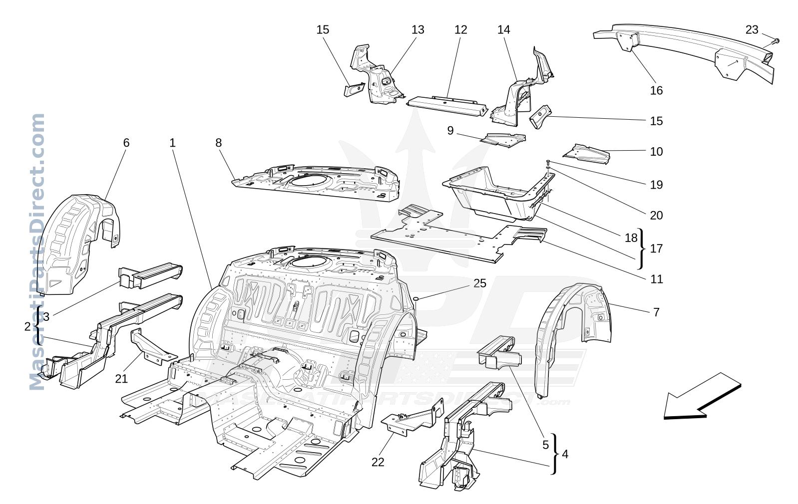 09.05 - 1 - REAR STRUCTURAL FRAMES AND SHEET PANELS Diagram
