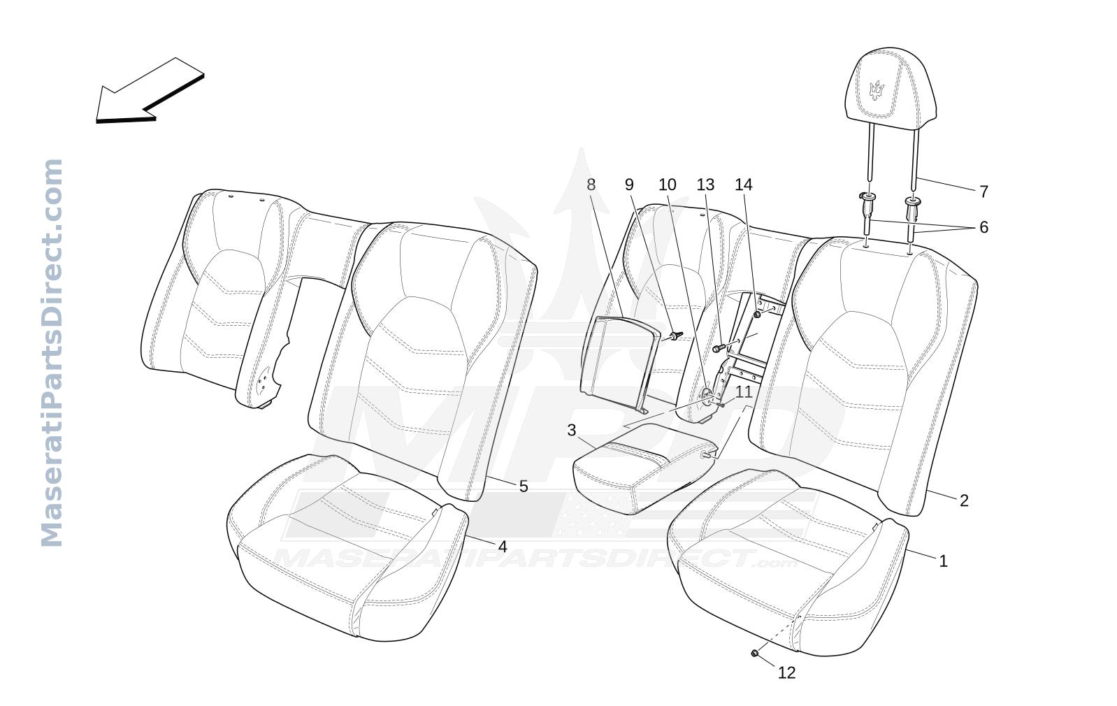 09.42 - 2 - REAR SEATS: TRIM PANELS Diagram