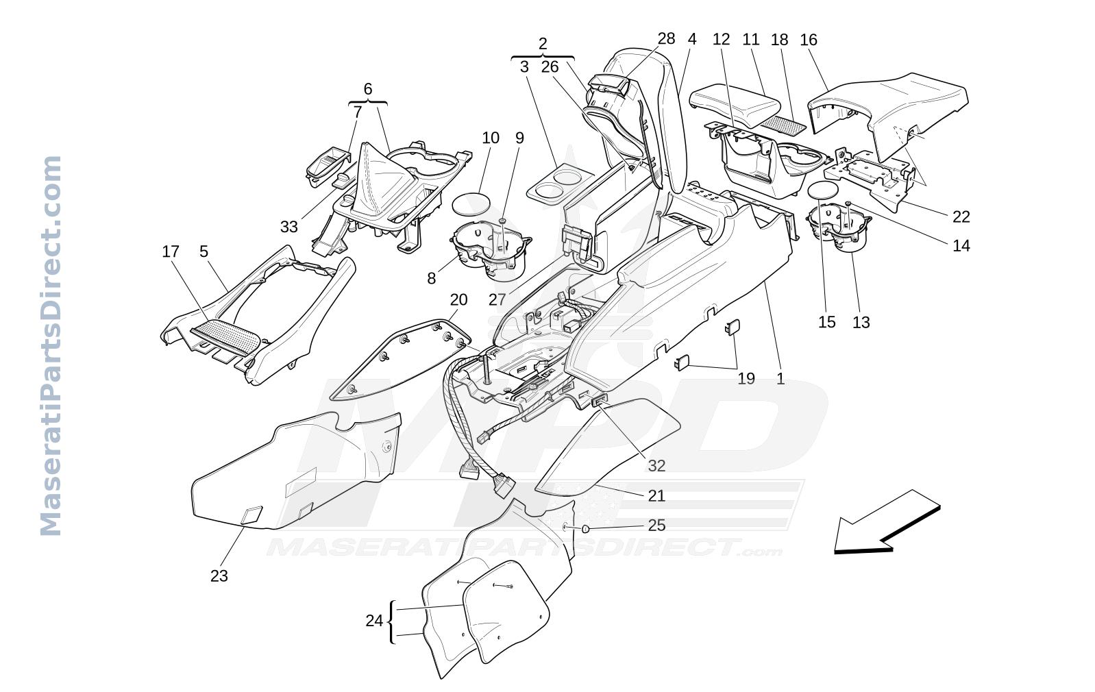 09.51 - 1 - ACCESSORY CONSOLE AND CENTRE CONSOLE Diagram