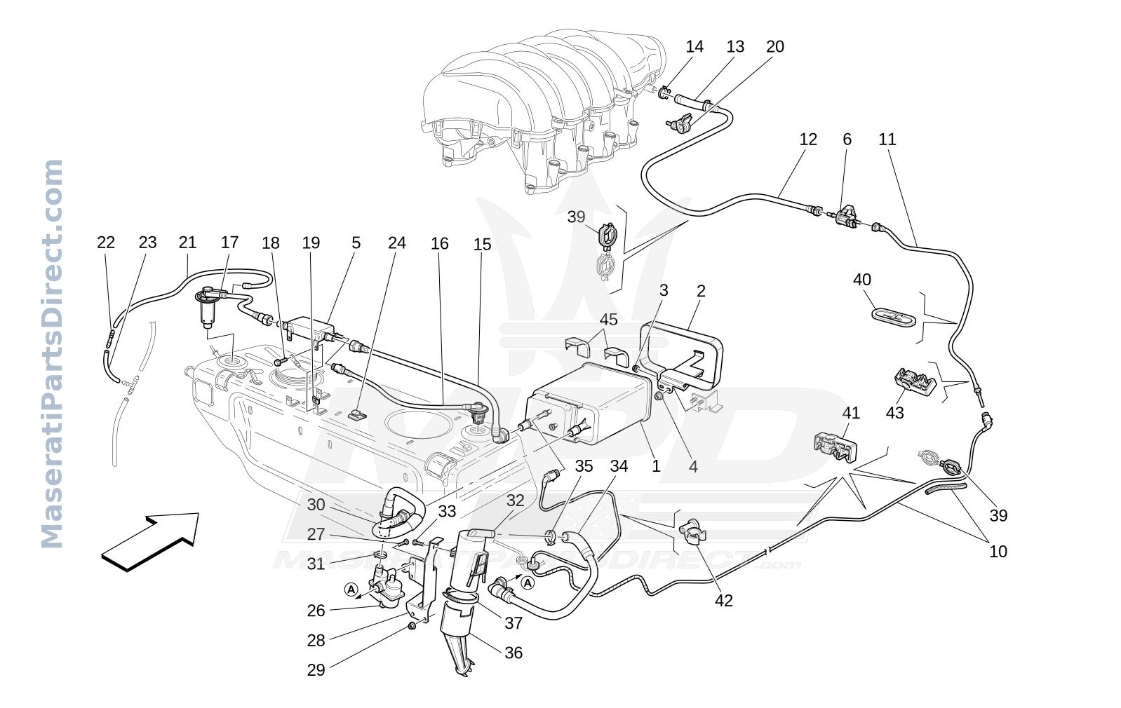 01.44 - 1 - FUEL VAPOUR RECIRCULATION SYSTEM Diagram