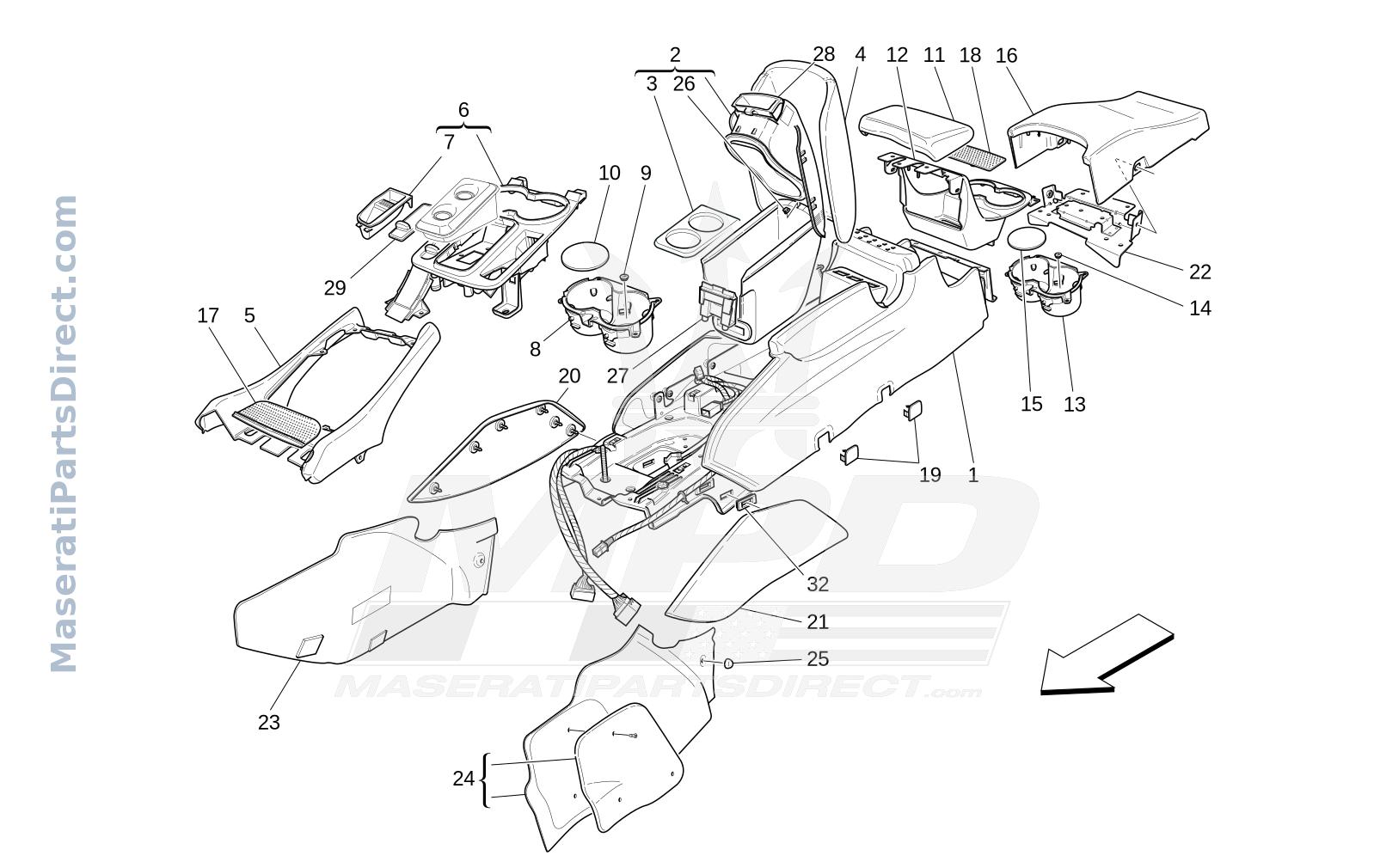 09.51 - 2 - ACCESSORY CONSOLE AND CENTRE CONSOLE Diagram