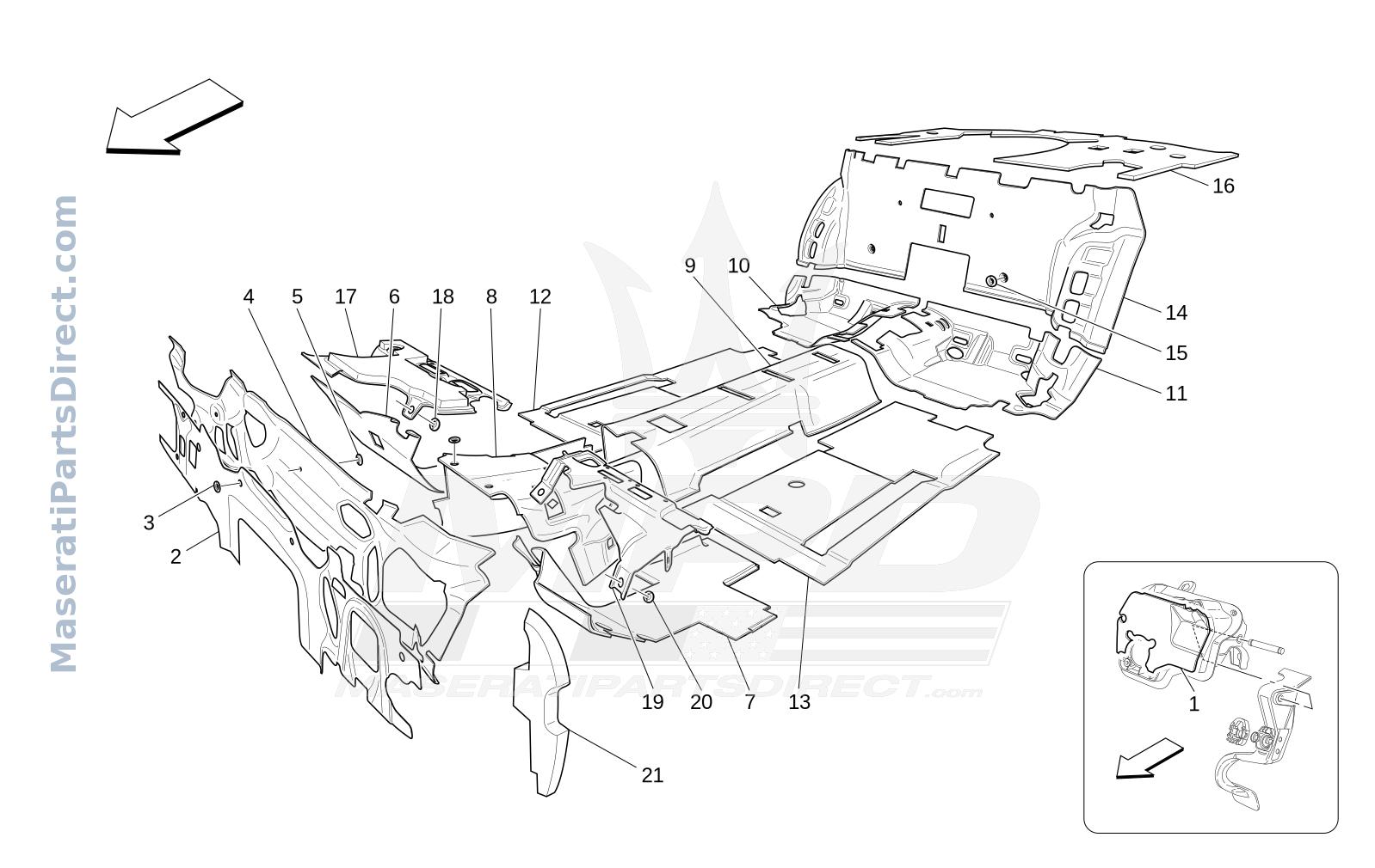 09.62 - 1 - SOUND-PROOFING PANELS INSIDE THE VEHICLE Diagram