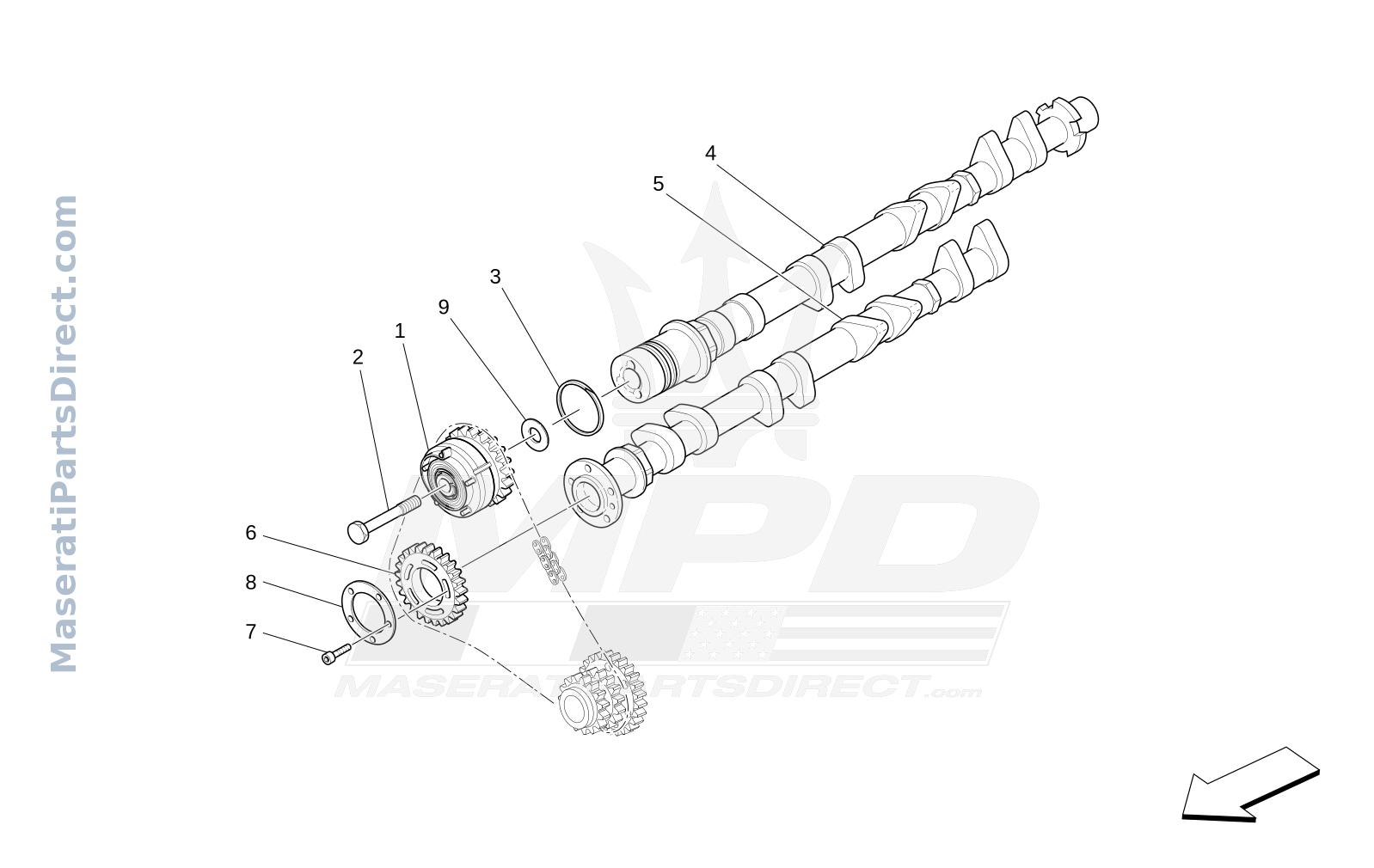 01.22 - 2 - RH CYLINDER HEAD CAMSHAFTS Diagram