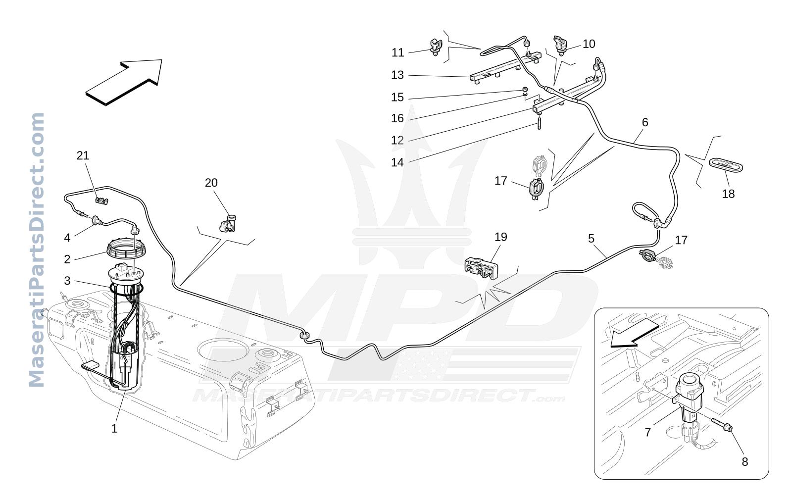 01.43 - 1 - FUEL PUMPS AND CONNECTION LINES Diagram