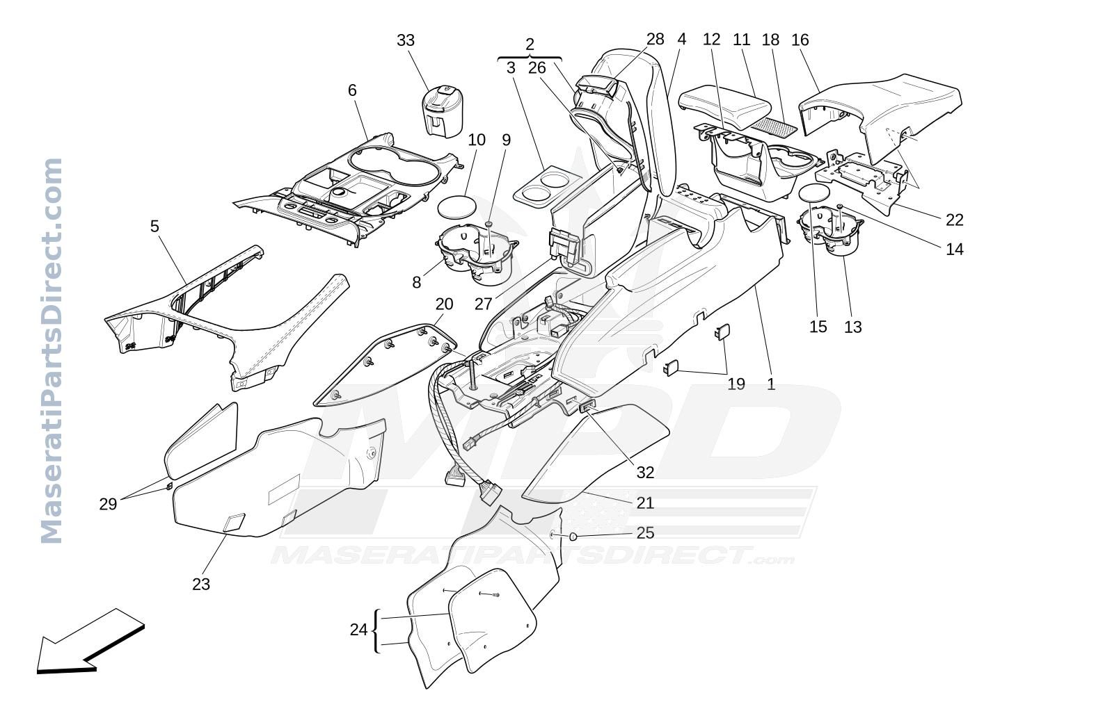 09.51 - 4 - ACCESSORY CONSOLE AND CENTRE CONSOLE Diagram