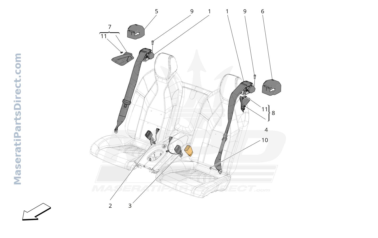 07.11 - 1 - REAR SEAT BELTS Diagram