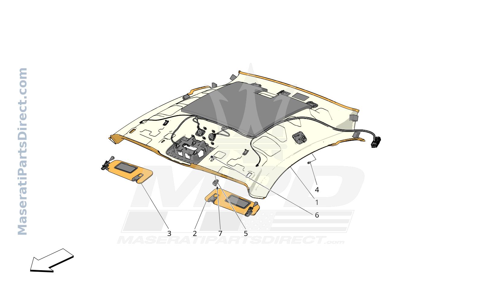 09.45 - 1 - ROOF AND SUN VISORS Diagram
